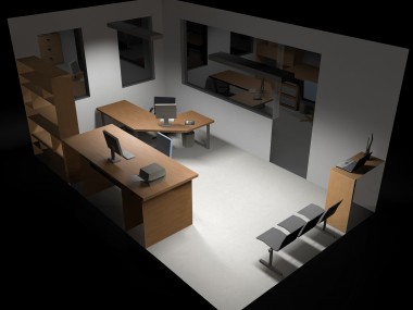 RENDERING 3D ILLUMINAZIONE UFFICIO
